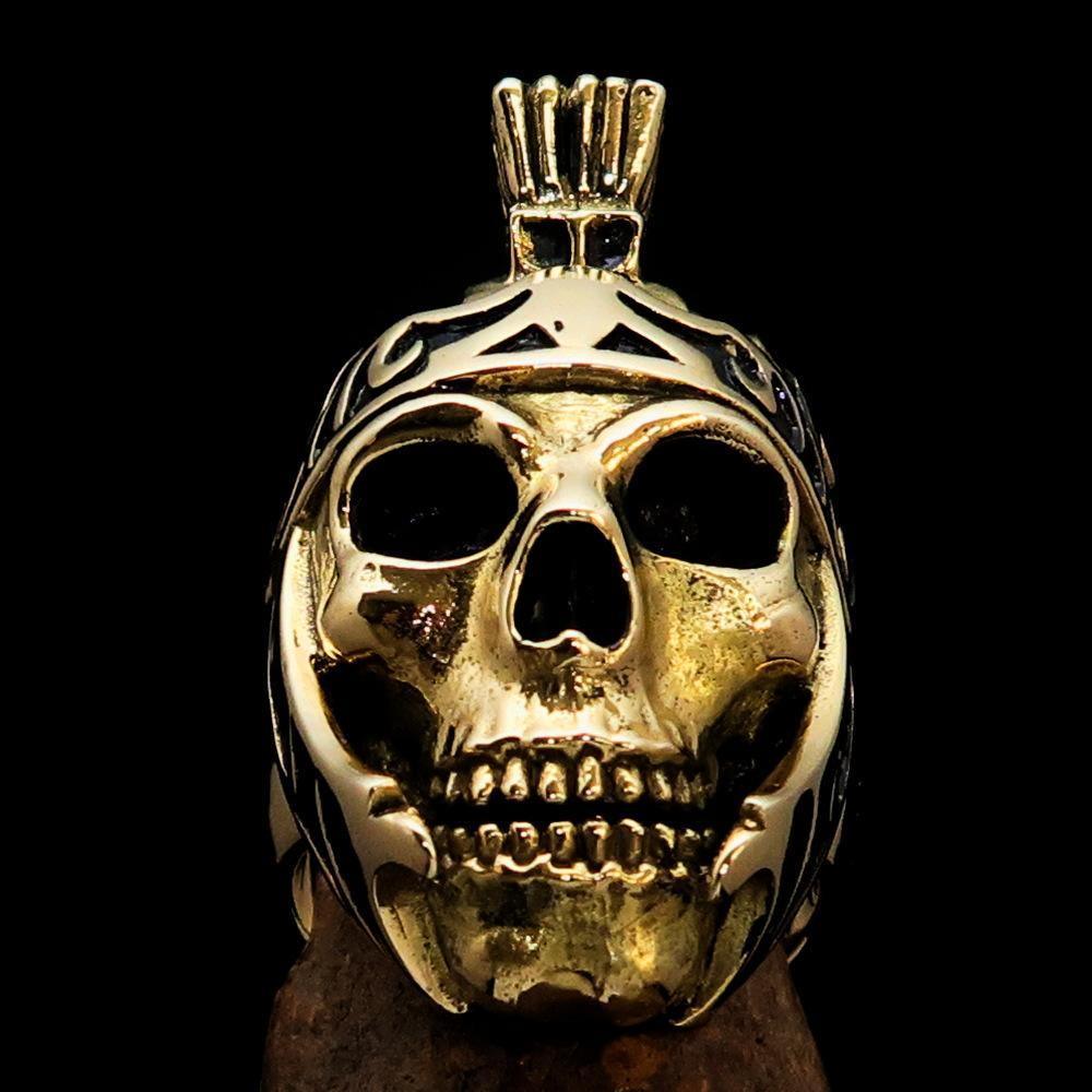 Excellent crafted Men's Skull Biker Ring Roman Centurion - Solid Brass