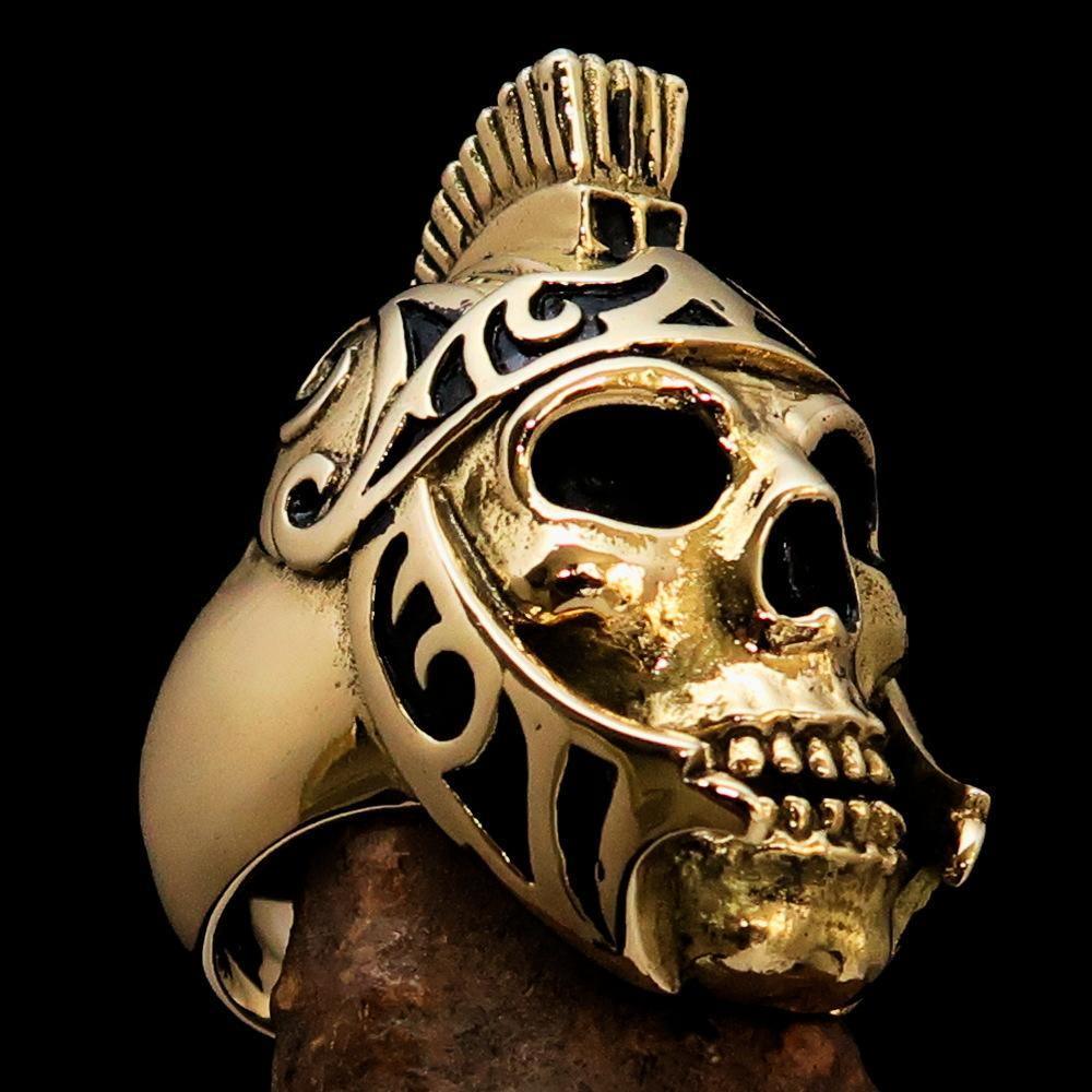 Excellent crafted Men's Skull Biker Ring Roman Centurion - Solid Brass