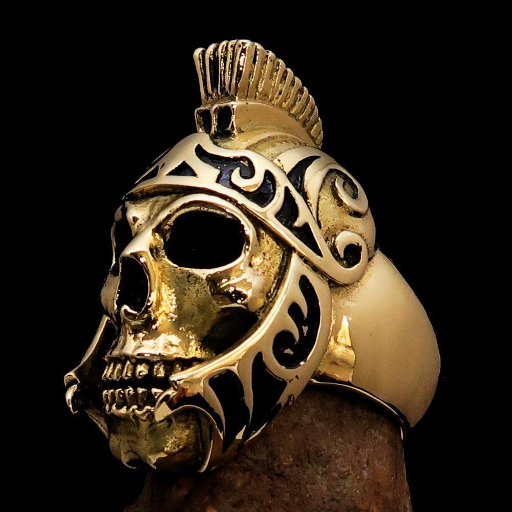 Excellent crafted Men's Skull Biker Ring Roman Centurion - Solid Brass