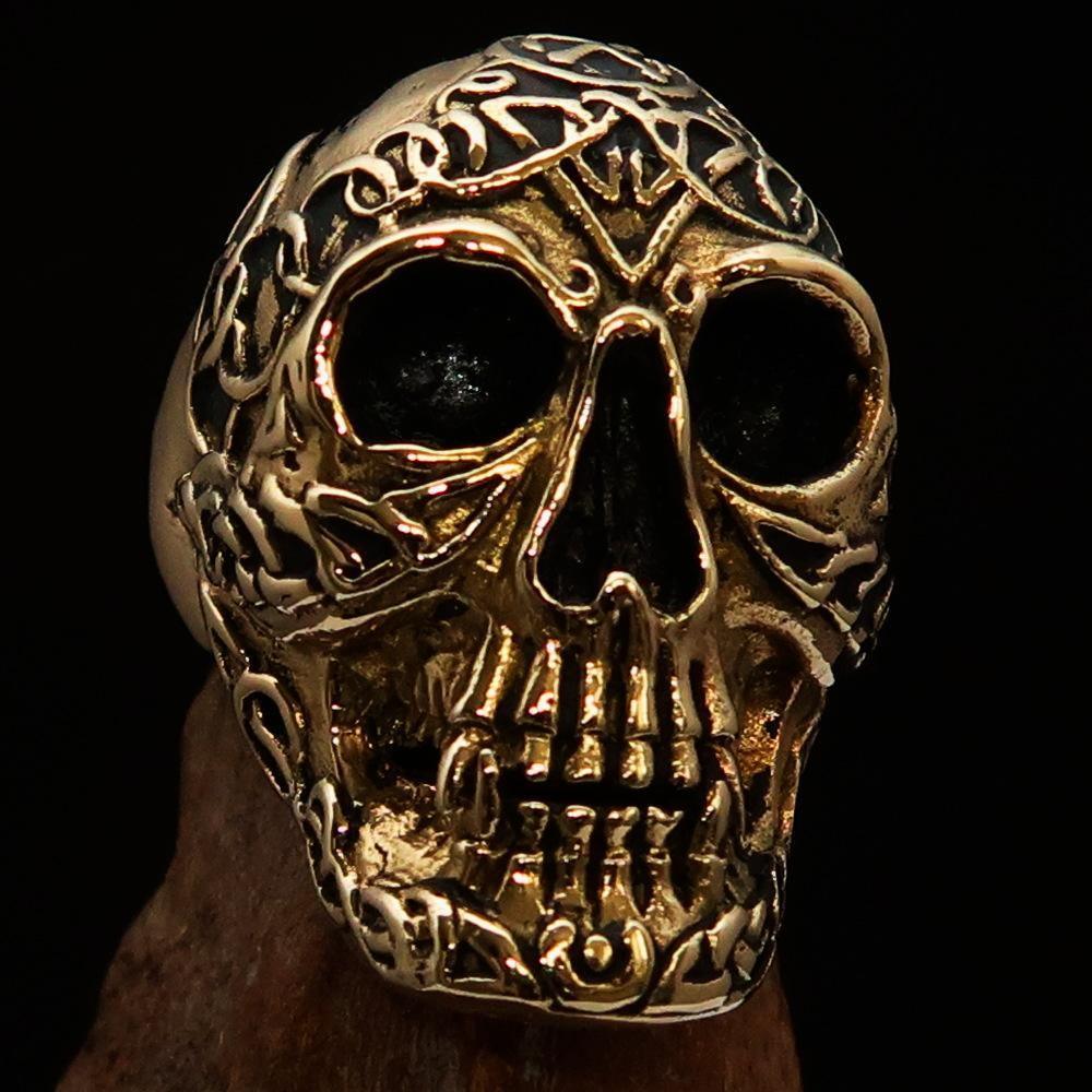 Excellent crafted Men's Celtic Skull Ring - Solid Brass