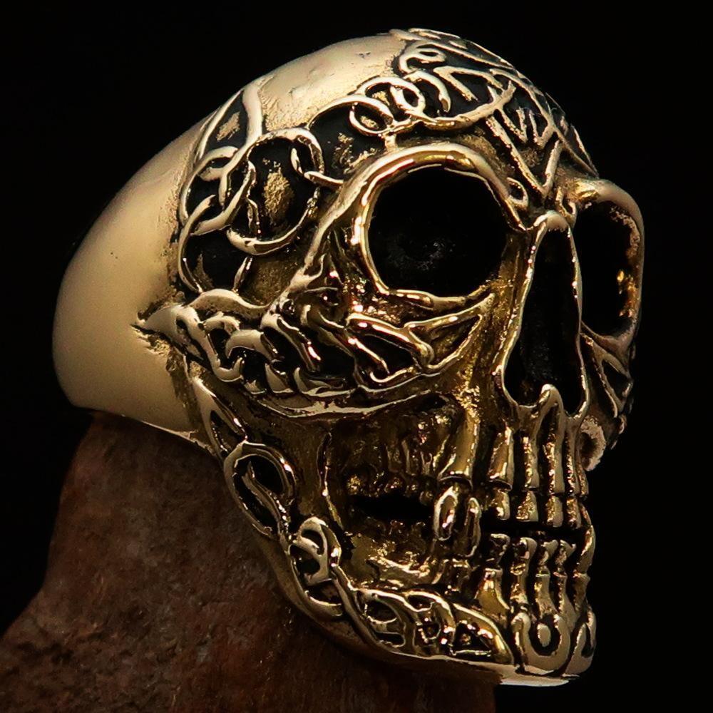 Excellent crafted Men's Celtic Skull Ring - Solid Brass