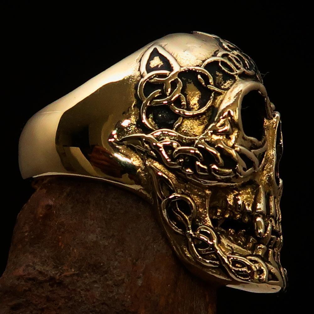 Excellent crafted Men's Celtic Skull Ring - Solid Brass