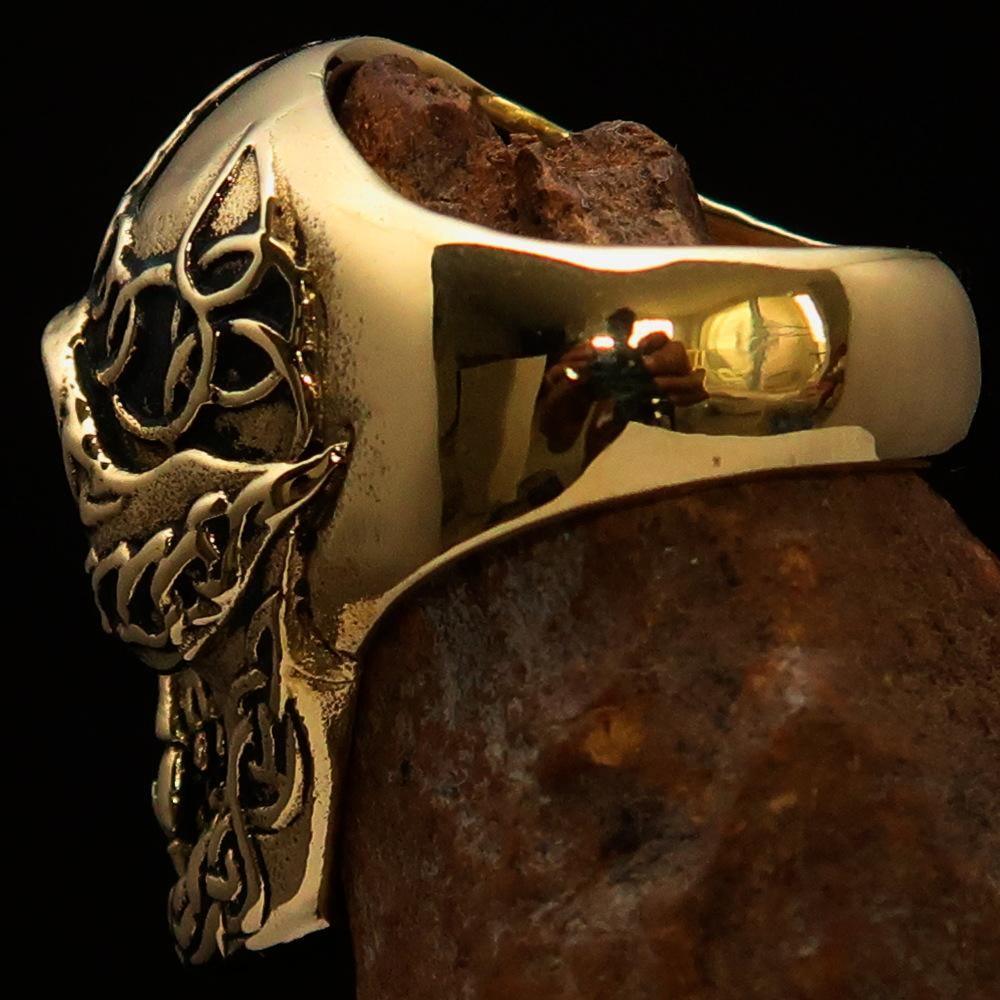 Excellent crafted Men's Celtic Skull Ring - Solid Brass