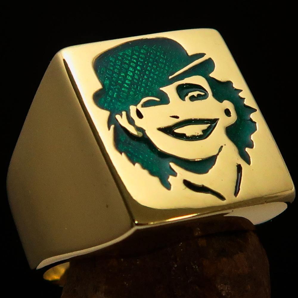 Excellent crafted Men's Joker Ring Green Harlequin - Solid Brass