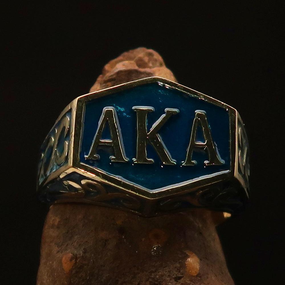 Perfectly crafted " as known as" Synonym Men's Ring blue AKA - solid Brass