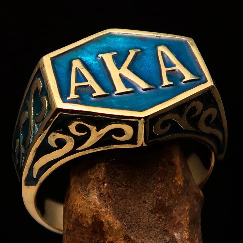 Perfectly crafted " as known as" Synonym Men's Ring blue AKA - solid Brass