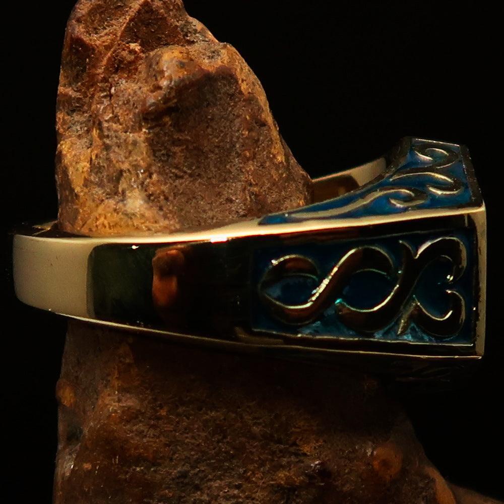 Perfectly crafted " as known as" Synonym Men's Ring blue AKA - solid Brass