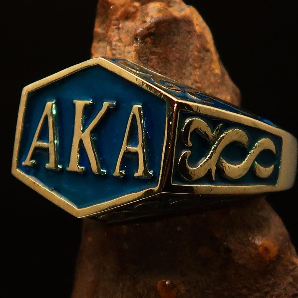 Perfectly crafted " as known as" Synonym Men's Ring blue AKA - solid Brass