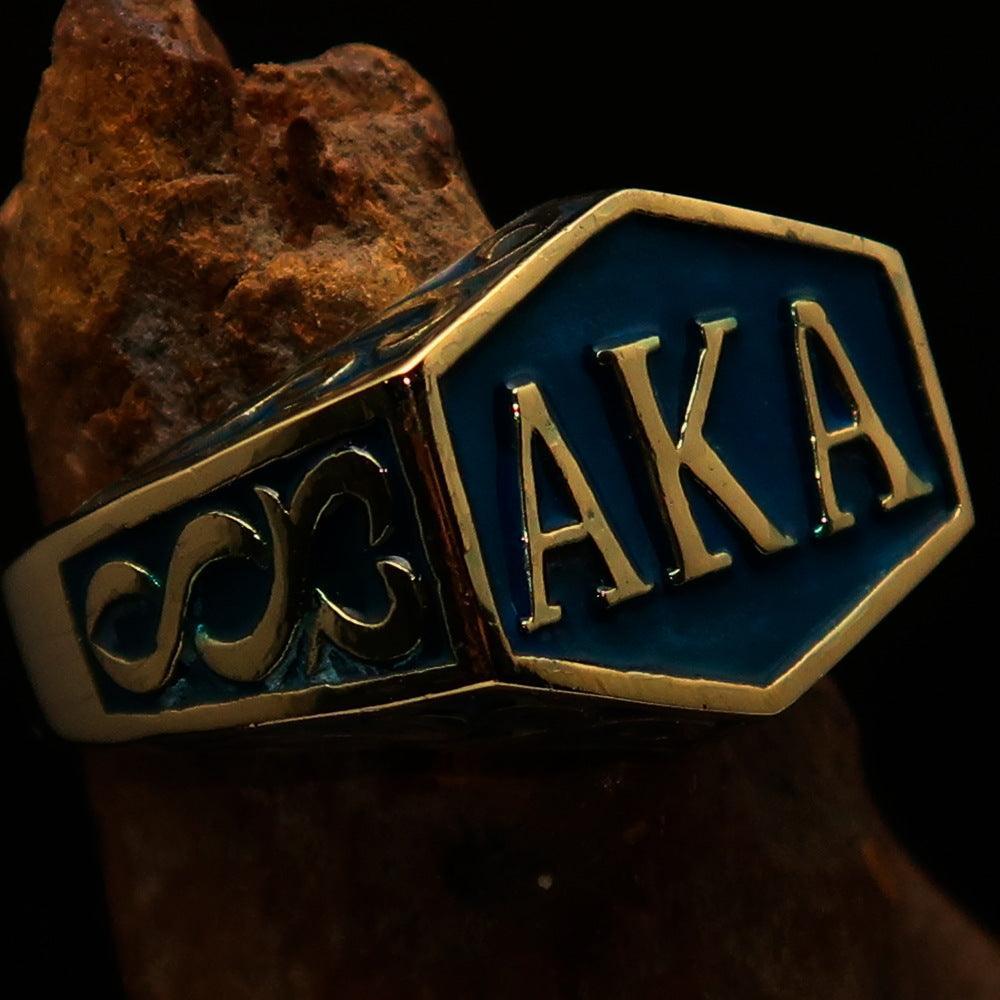 Perfectly crafted " as known as" Synonym Men's Ring blue AKA - solid Brass