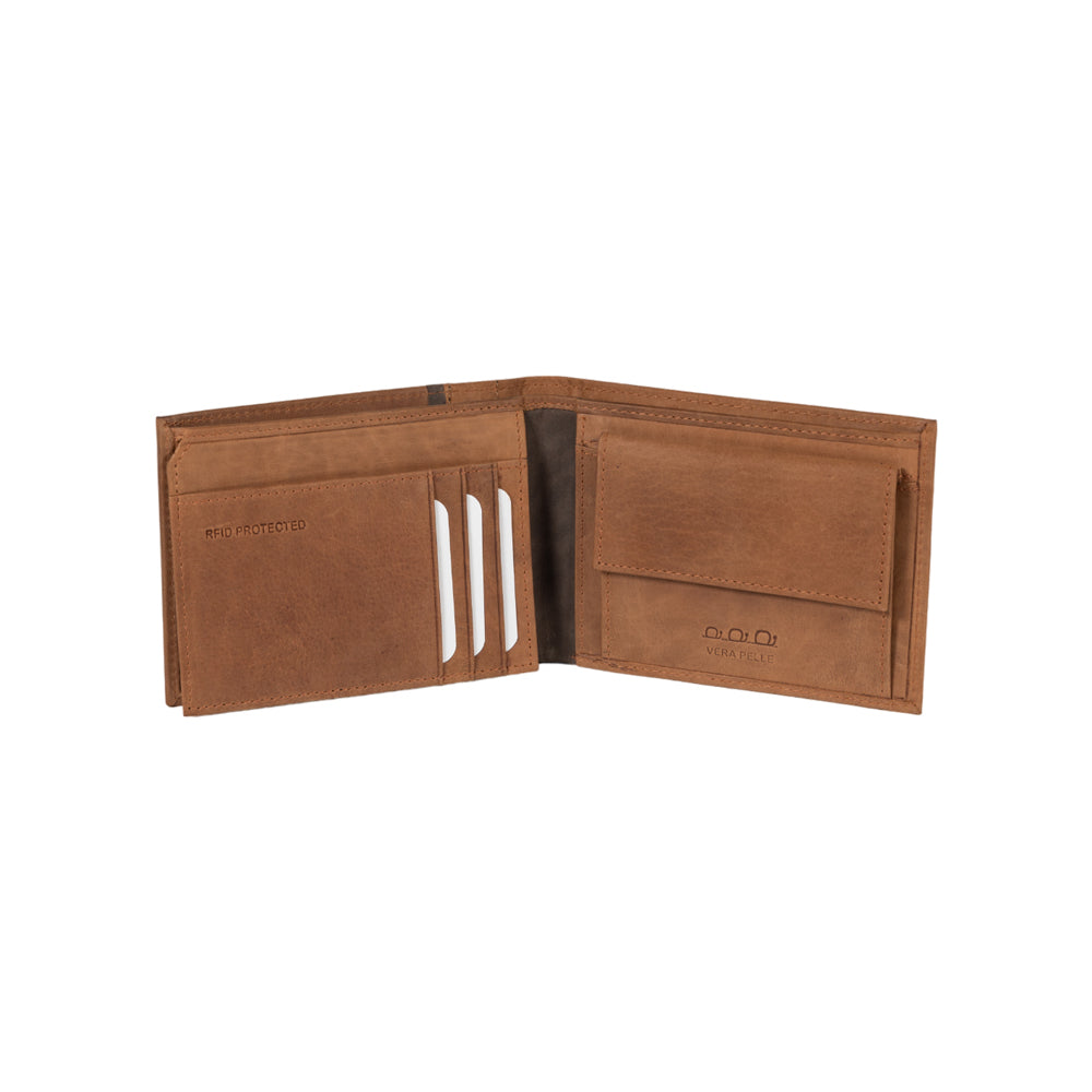 K12220UB | Men's wallet in genuine full-grain leather, Naked. Leather color. RFID protection. Size when closed: 11.5 x 8.3 x 2 cm. Packaging: gift box bottom/cover